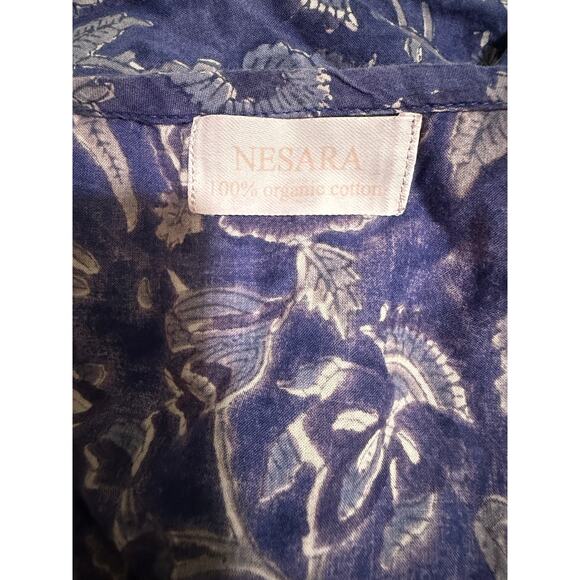 Nesara 100% Organic Cotton Purple Floral Caftan Dress- Oversized Medium - Picture 2 of 7